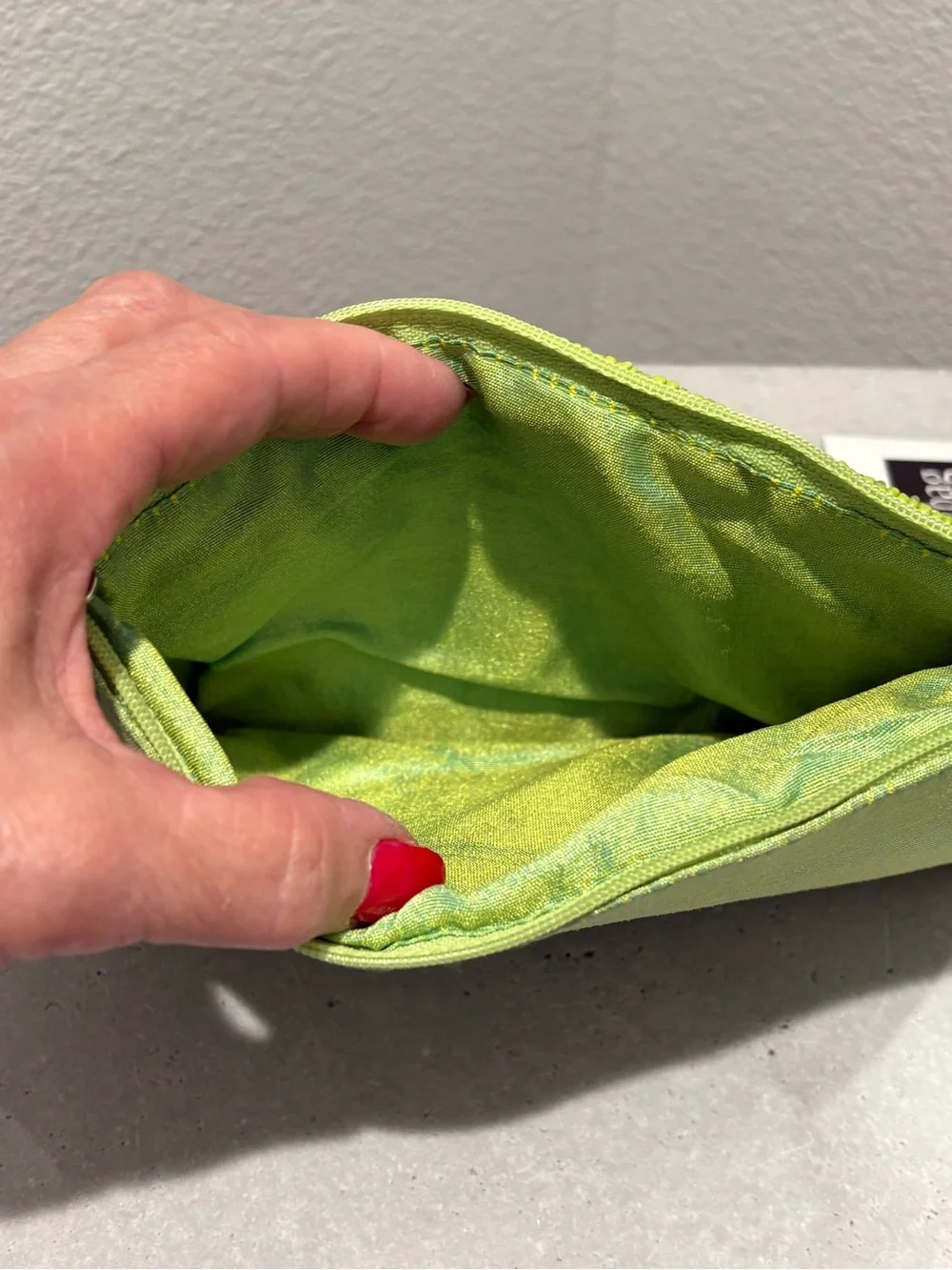 Beaded Flamingo Zip Pouch - Lime Green & Pink by Bamboo Club
